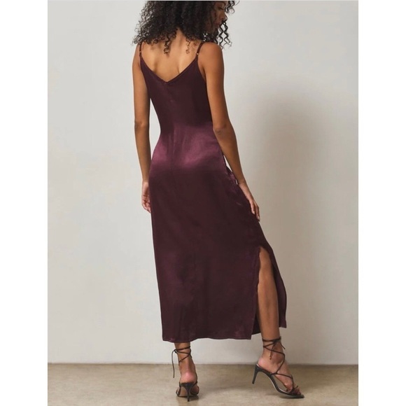 NWT LAmade Sadie Satin Silky Draped Chest Midi Dress Small - Picture 2 of 12